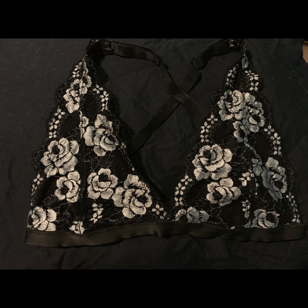 Black and white halter bralette